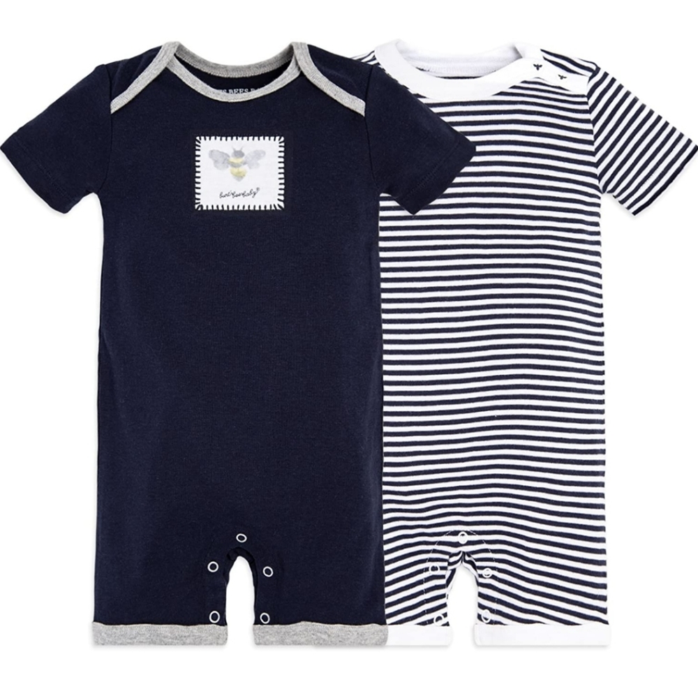 Burt's Bees Baby - Boys 2-Pack Short-Sleeve Rompers